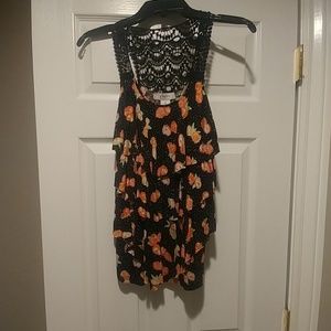 NWT black white and coral floral tank